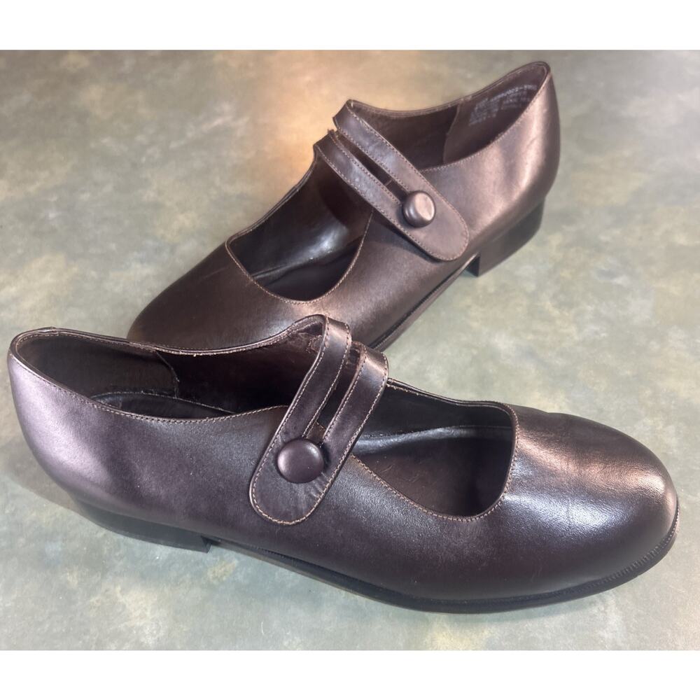 Vintage Mix Blues Mary Jane Shoes Brown Leather Strap Low Heel Women’s 10M Y2K